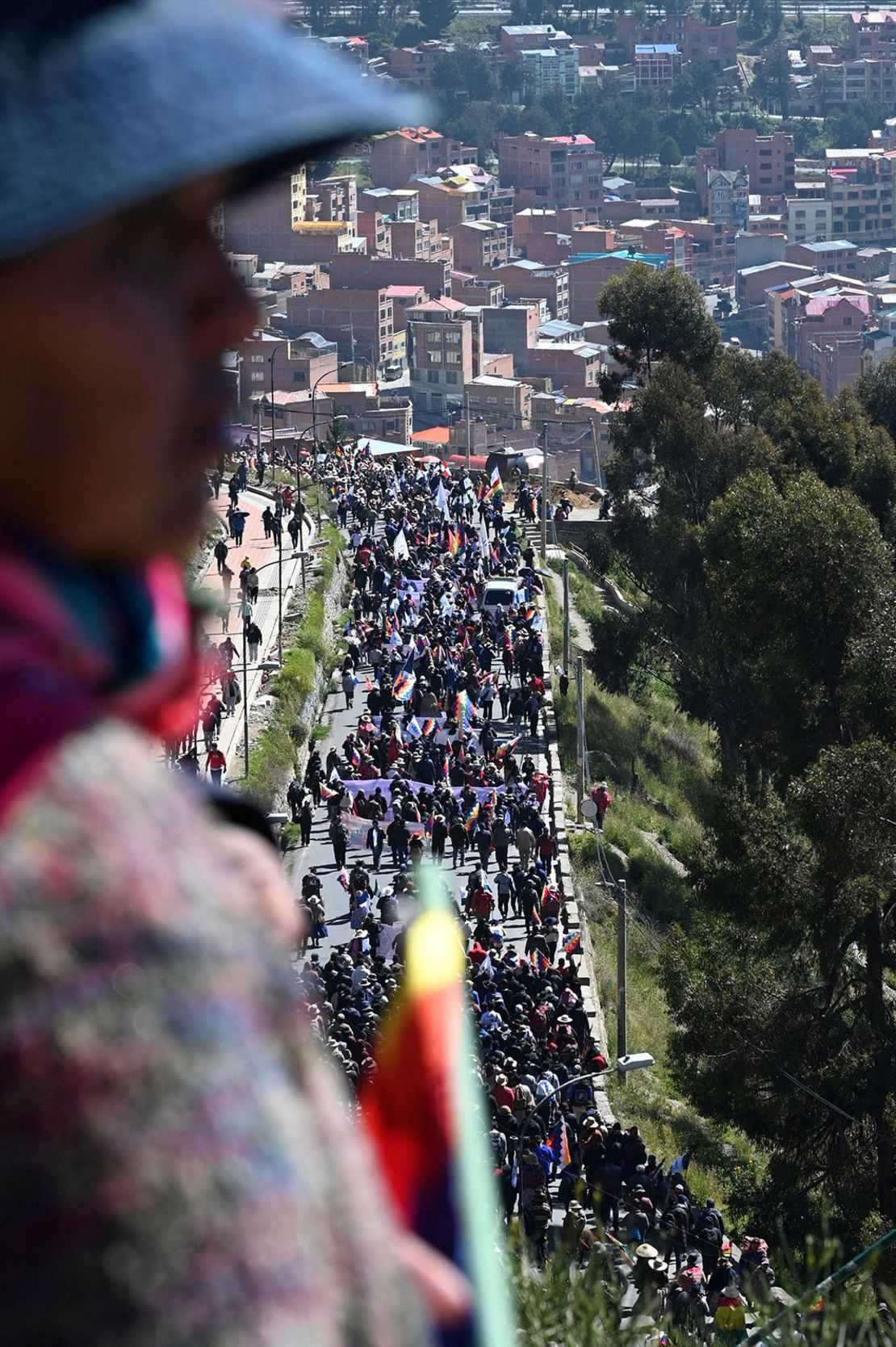 Demonstrators march to Bolivia