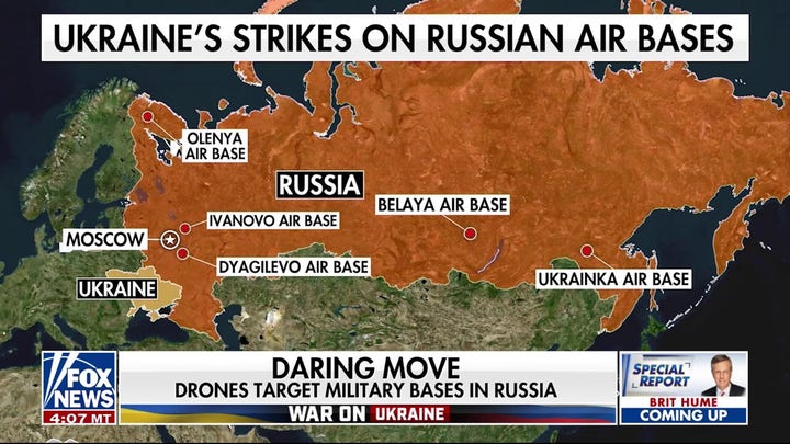 Ukrainian drones target military bases in Russia