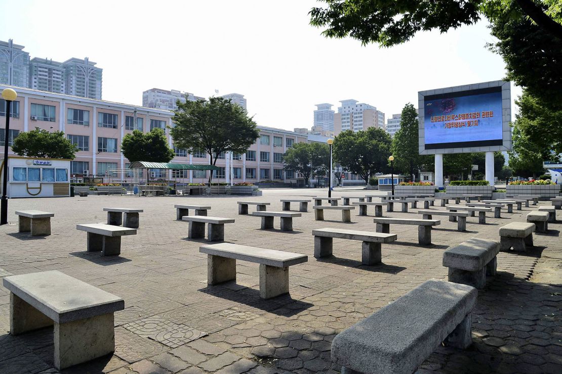 No pedestrians are seen in front of Pyongyang