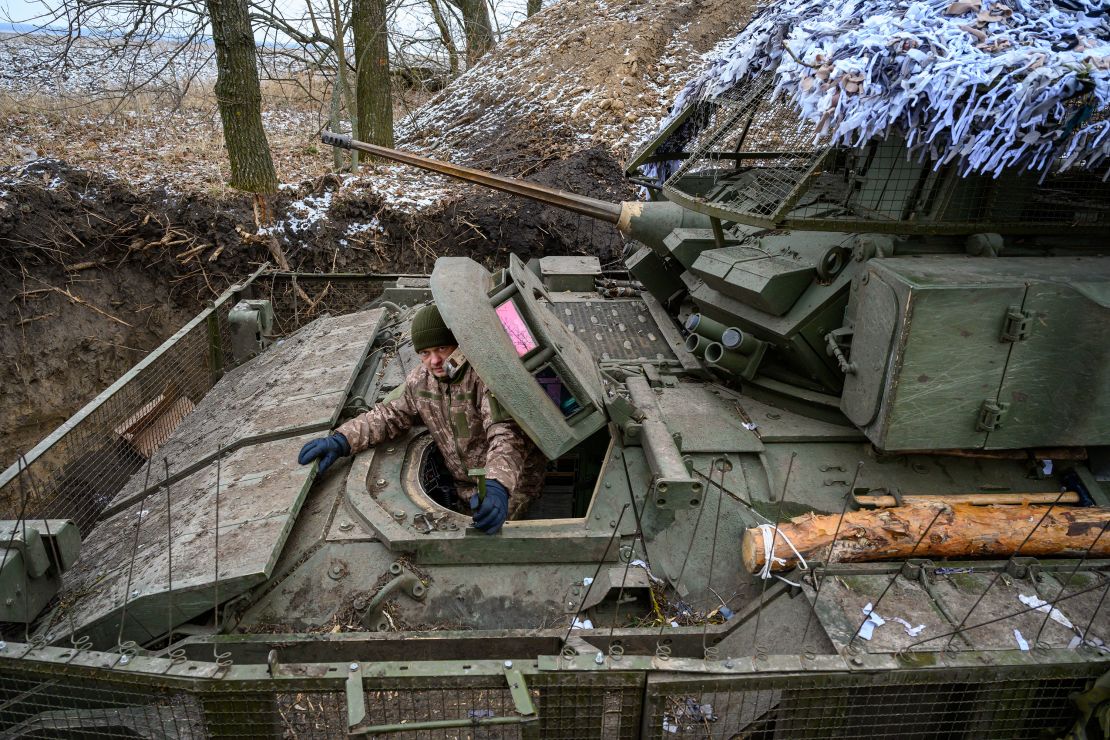 Ukrainian Army soldiers use American Bradley Fighting Vehicles during Ukraine